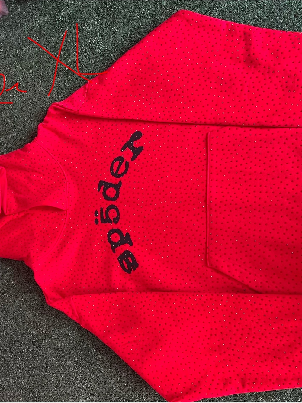 Red Embellished Men's Sweater with Back Logo